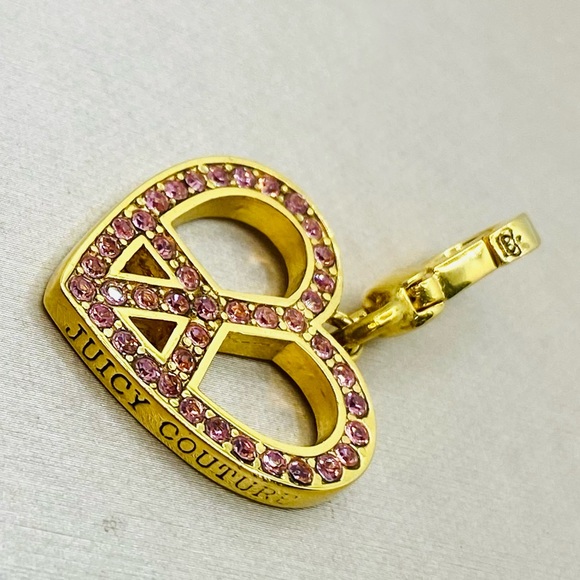 NWT Vintage Juicy Couture Pink Enamel & Pink Pavé Heart Peace Sign Charm - Picture 5 of 13